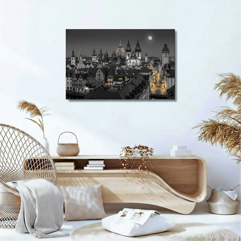 Ensemble de 1 tableau sur toile « Nuit en ville », H 28 po x l 40 po, Toile tendue