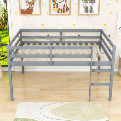 Full Loft Bed With Enhanced Safety Features And Ladder,Guardrails