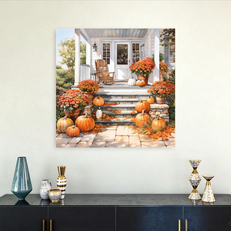 Art mural abstrait d'automne, 32" H x 32" W
