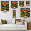 Horloge murale coucher de soleil au-dessus du lotus-480556804
