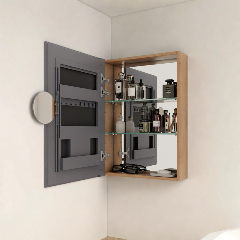 Armoire de toilette murale 29,63 po avec rangement, tablettes en verre réglables et porte à fermeture en douceur