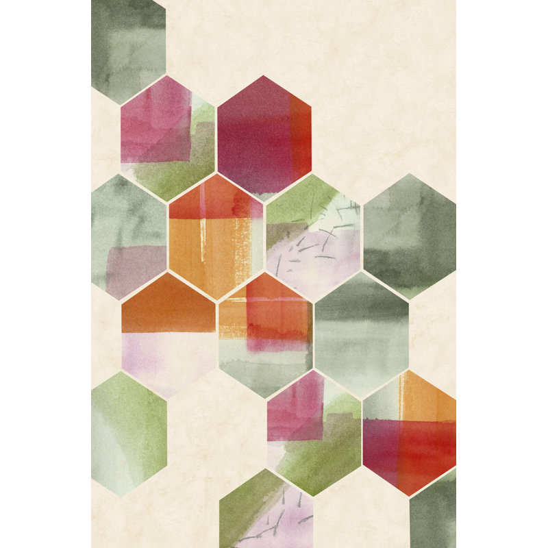 Color Pop Honeycomb I by Grace Popp - Painting on Canvas, 30cm H x 20cm W, Wrapped Canvas