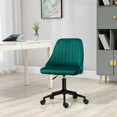 Fauteuil de bureau à dossier moyen en velours pivotant pour ordinateur de bureau ou chambre à coucher