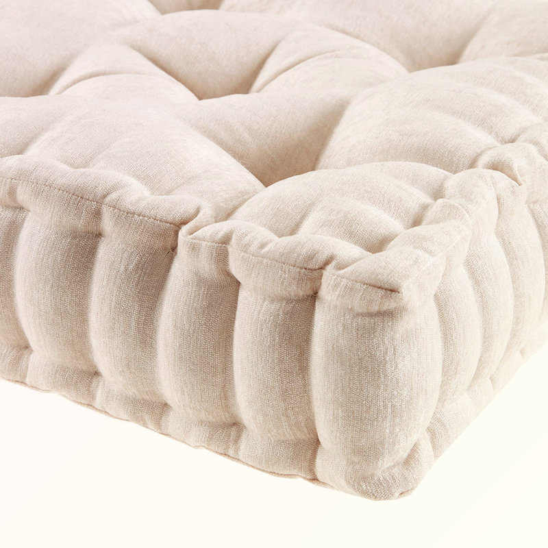 Poly Chenille Square Floor Pillow Cushion, Beige