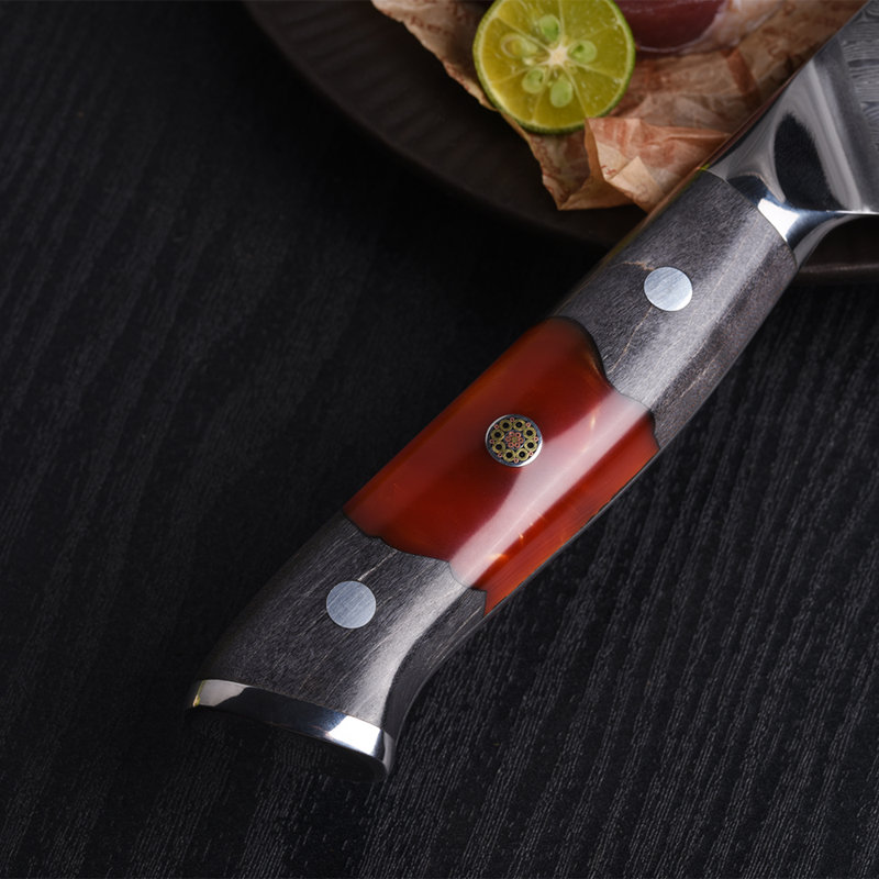Couteau de chef 8 po Inferuno Gyuto AUS10 Seasco Seido Knives - Acier inoxydable à haute teneur en carbone - Manche en érable