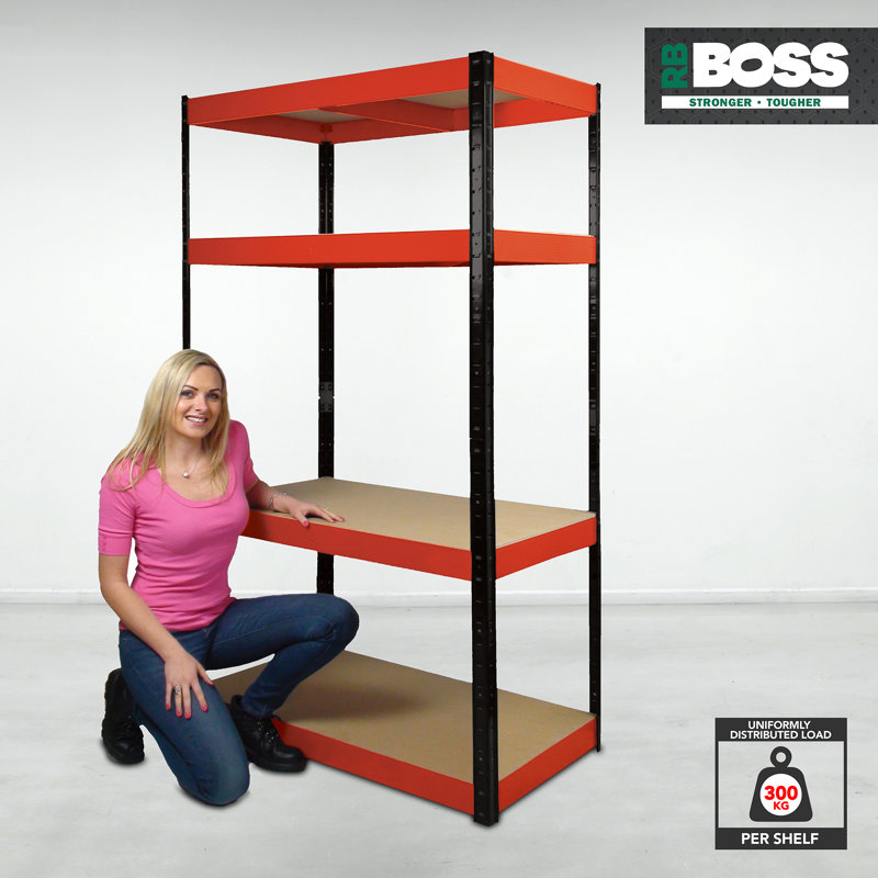 Larue Shelving Unit, 180cm H x 90cm W x 40cm D, Red/Black