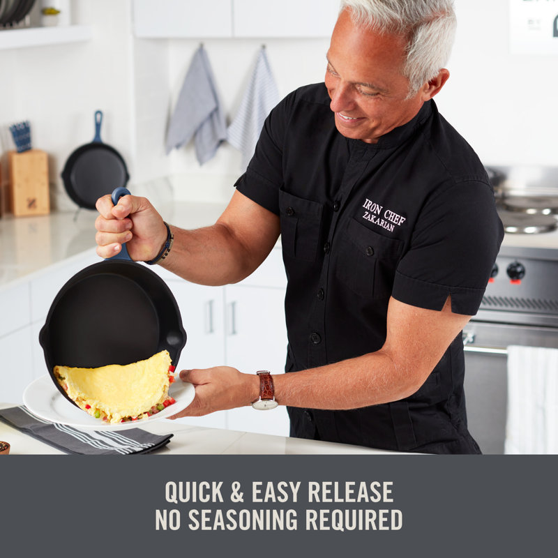 Gray 9.5" Nonstick Cast Iron Skillet with Ceramic Coating