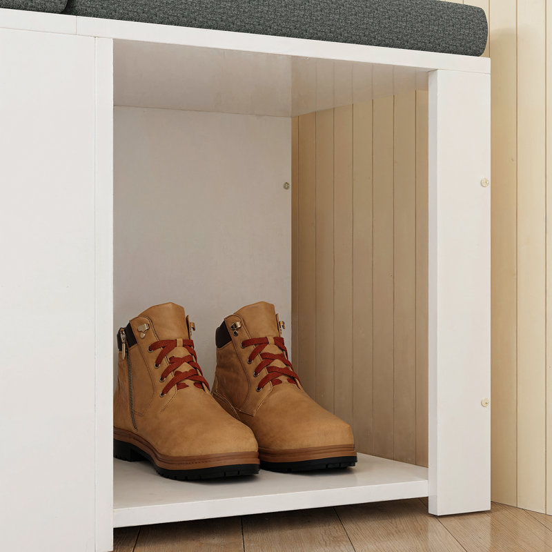L-Shaped Upholstered Shoe Storage Bench