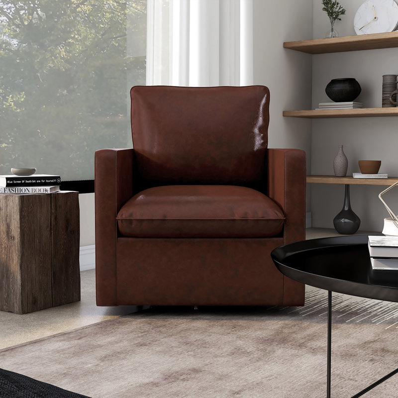 Chaise pivotante Avilynn, Similicuir brun foncé