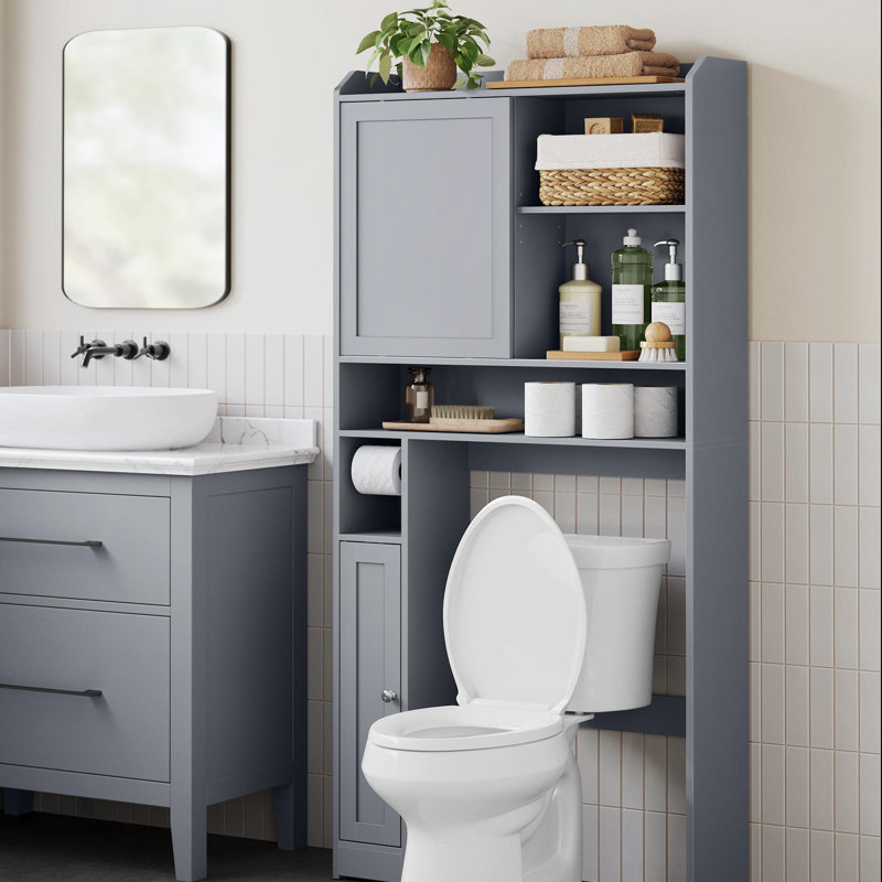 Bathroom Storage Cabinet With Sliding Door, Dove Gray