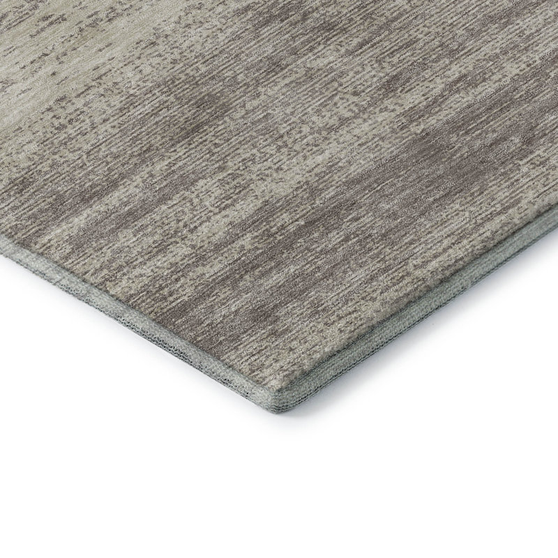 Tapis taupe Prisco lavable à la machine de qualité supérieure, Rectangle 10 pi x 14 pi