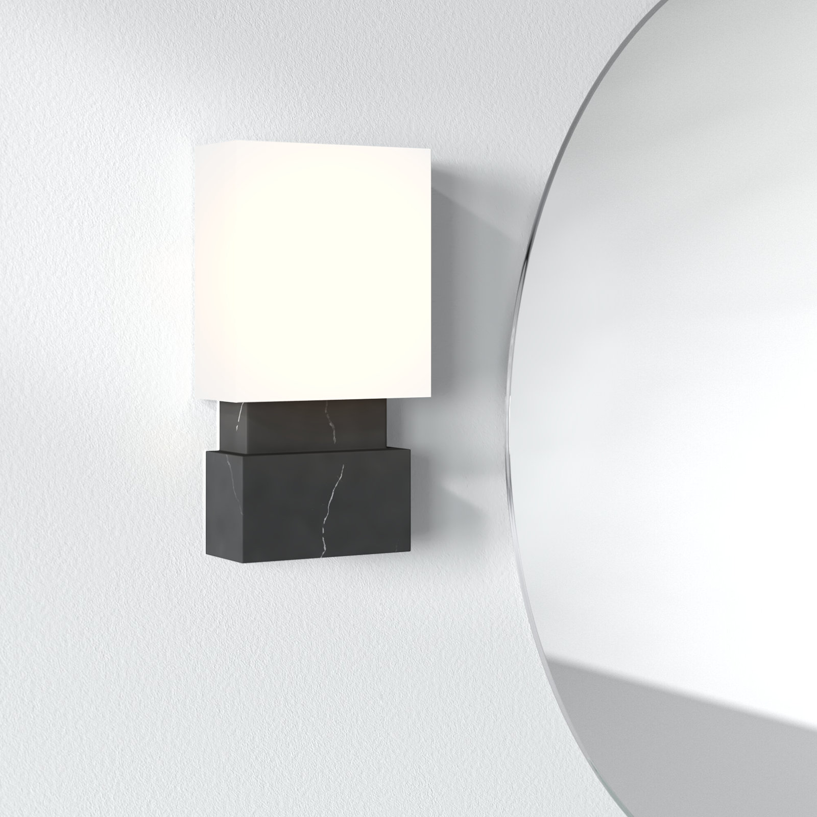 Sanzia 2 Light Steel Dimmable Flush Mounted Sconce, Black Marble