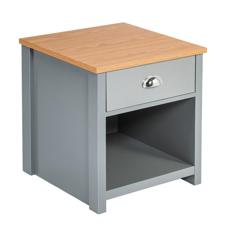 Richmond 45cm W Bedside Table, Oak/Grey