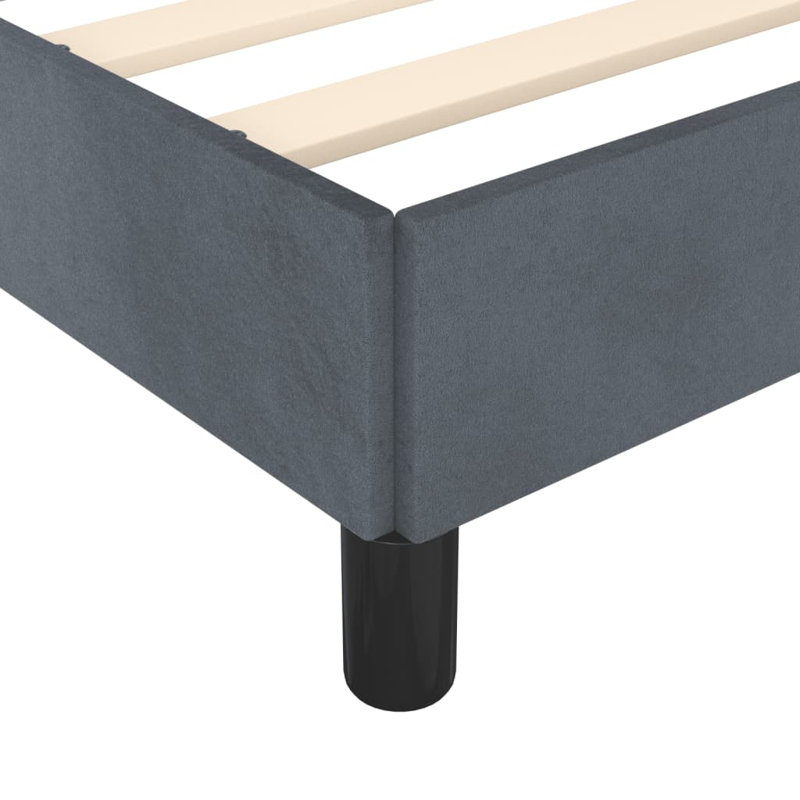 Maecie Velvet Platform Bed Base, No Box Spring Needed / No Mattress, Gris foncé, Double