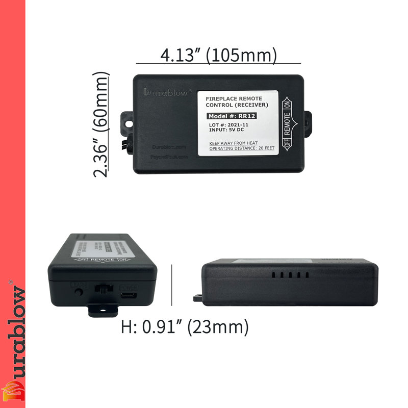 Durablow Gas Fireplace Backlit Remote Control Kit for Replaces (On/Off + Thermostat + Timer)