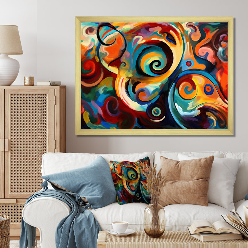 Exploration de la liquidité abstraite jaune III, Toile encadrée dorée avec coins fermés, H 16 po x l 32 po x P 1 po