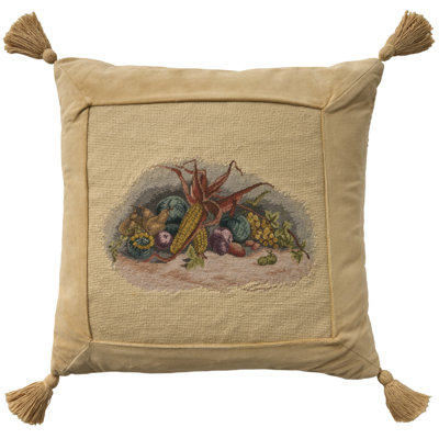 Mina Victory Vintage Pillow Corn 20" x 20" Cream Indoor Throw Pillow