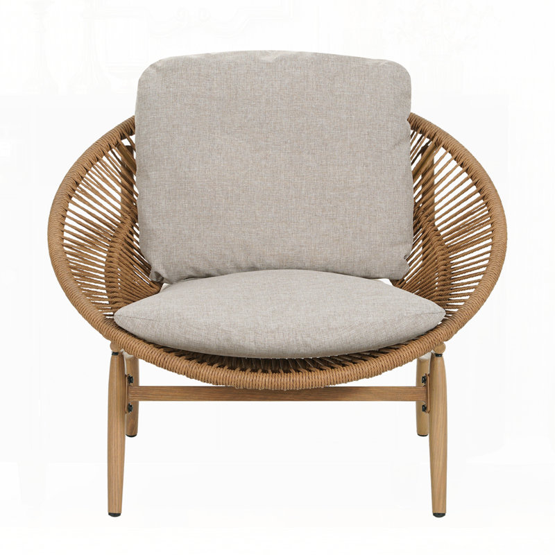 Chaise longue d'extérieur en osier, Beige, Naturel