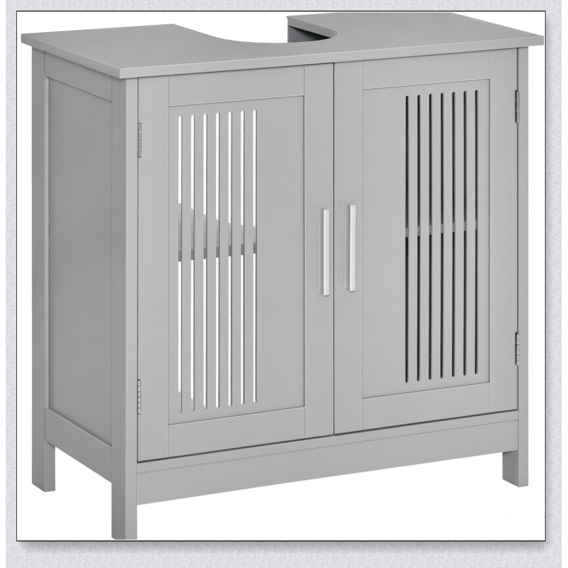 kleankin Modern Under Sink Cabinet with 2 Doors, Pedestal Under Sink Bathroom Cupboard, Bathroom, Gray