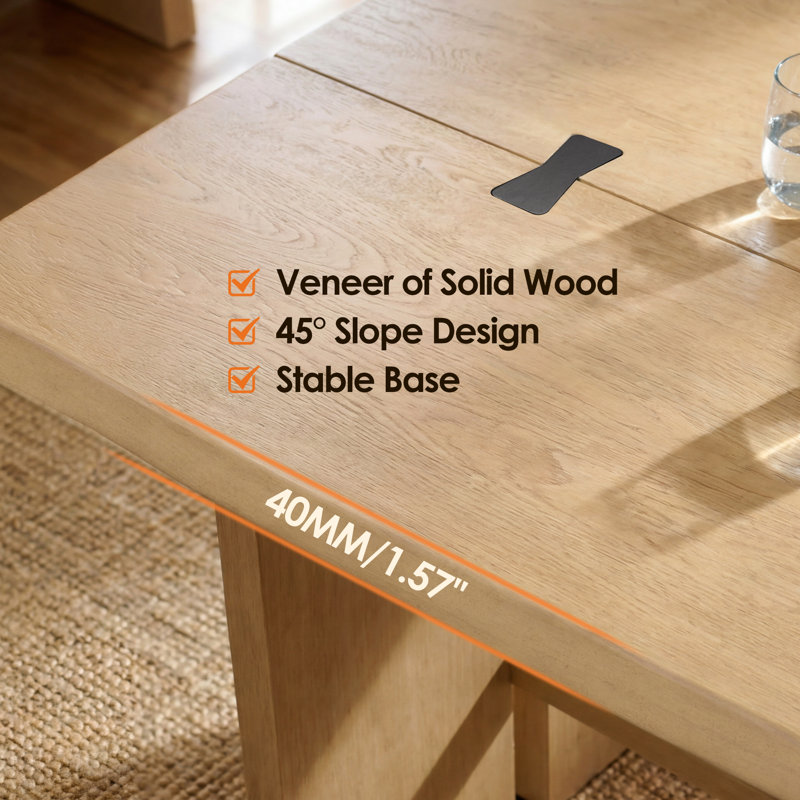 Ensemble de salle à manger moderne 7 pièces de 67 pouces avec 6 chaises de salle à manger rembourrées, plateau de table en placage de bois véritable, pieds de chaise en bois massif, dossiers incurvés, ceintures cannelées et nœud décoratif noir