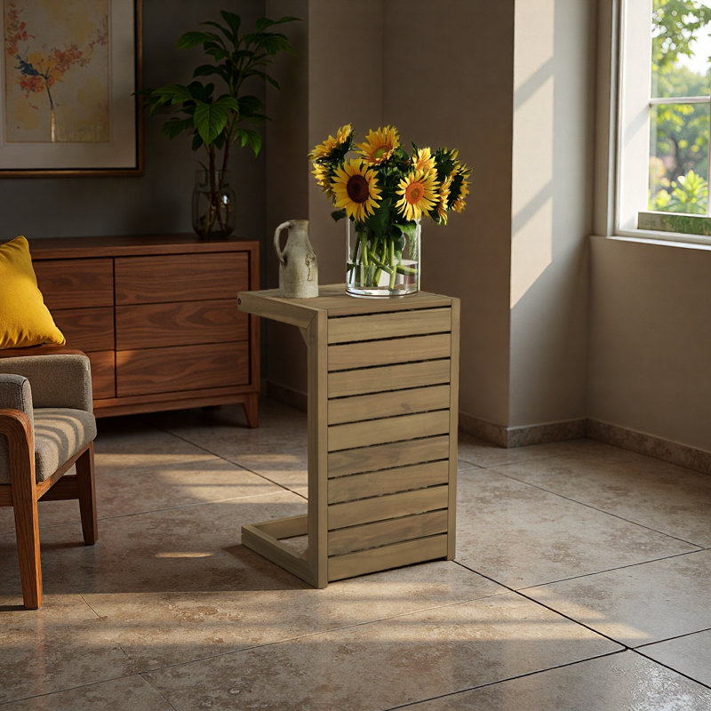 C-Shape End Table, Brown