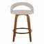 Tabouret de comptoir à hauteur fixe avec pivot en bois de noyer et tissu avec repose-pieds rond en métal noir - ensemble de 2