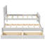 Lit plateforme simple avec lit gigogne et tiroirs, blanc-617626121