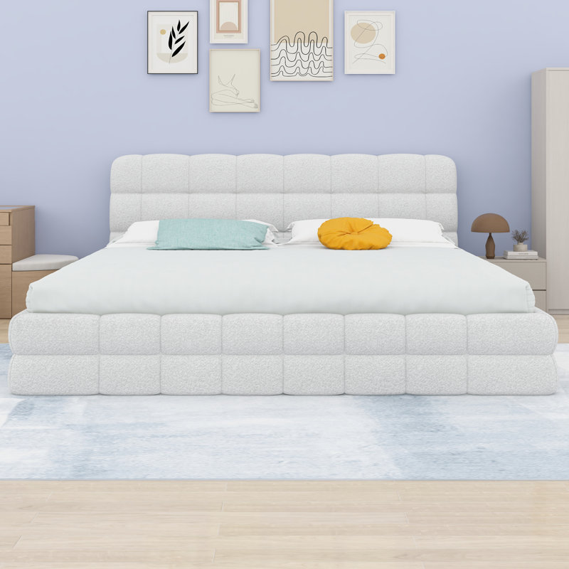 Lit plateforme tapissier, Blanc