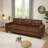 87.55 " Faux Leather Tufted Sofa Couch,Mid-Century  3-Seater Leather Upholstered  Couch-1651079094