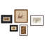 Ensemble de cinq décorations murales rectangulaires en toile de style antique, pouvant être utilisées dans le salon.