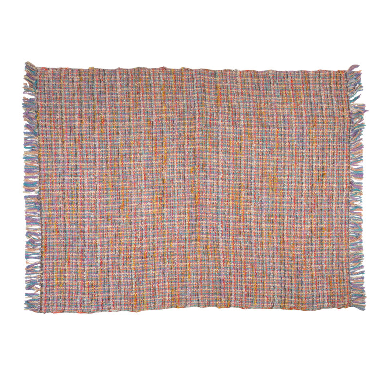 Woven Cotton Blend Throw With Fringe