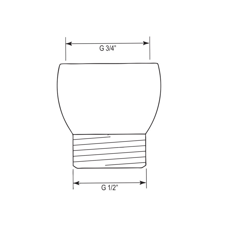 3/4" F x 1/2" M Adaptor, Polished Chrome