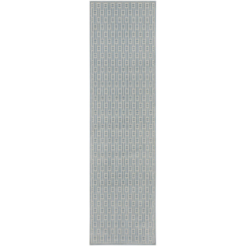 Nourison Washable Charm 2' x 6' Blue Ivory Modern Indoor Rug, Runner 2' x 6'