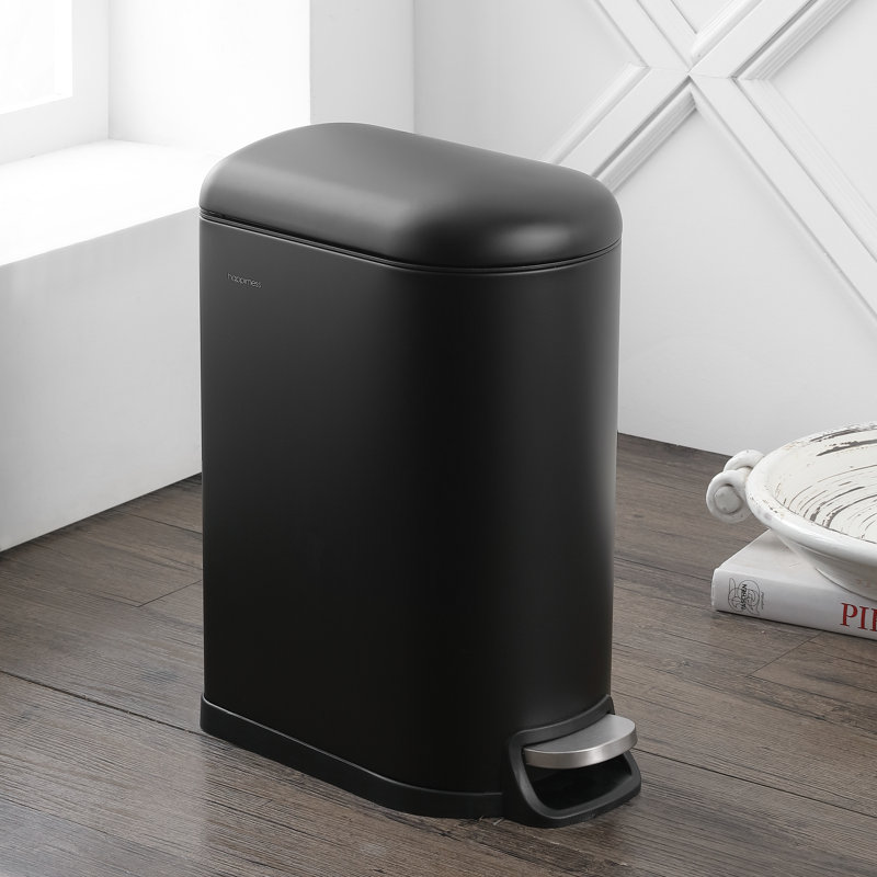 Black Stainless Steel Fingerprint Resistant Step-Open Trash Can