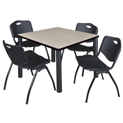Kee Square Breakroom Table Top, 4 M Stack Chairs