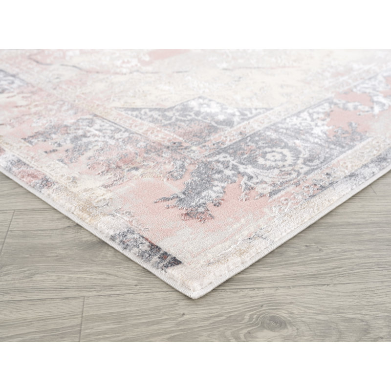 Tapis décoratif rose abstrait Tarpley, Rectangle 5 pi x 7 pi 6 po