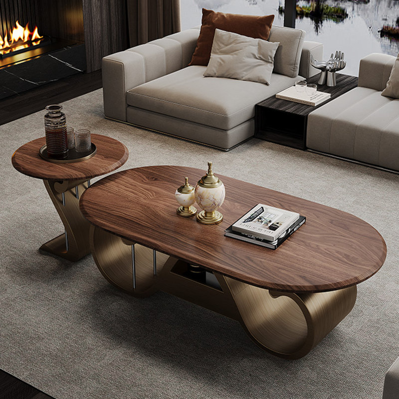 Table basse créative haut de gamme en bois massif, H 20,47 po x l 78,74 po x P 31,5 po