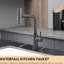 Robinet de bar de cuisine noir avec douchette extractible, remplissage en céramique, douchette pivotante à look moderne 360, intérieur classique-899268820