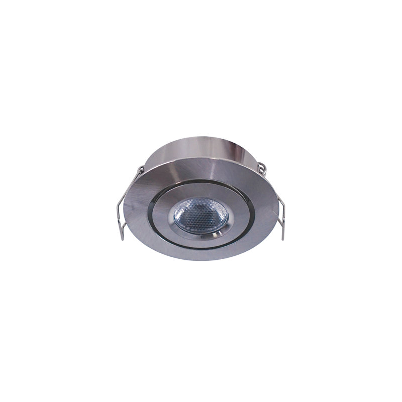 Luminaire à DEL rond pivotant encastré sous l'armoire, 2 700 K, acier brossé, Métal, 2700