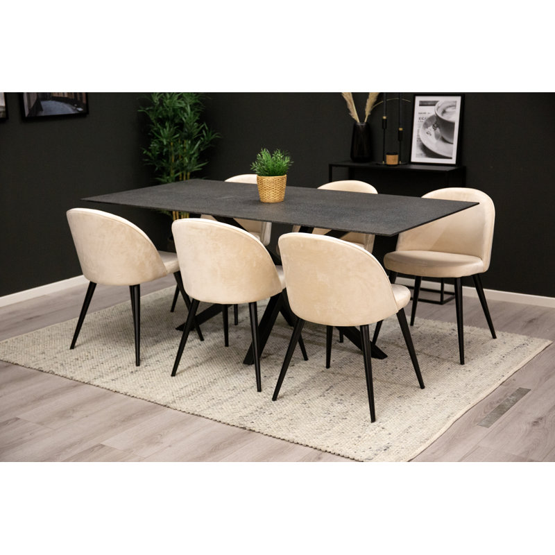 Briallen 6 - Person Dining Set, Cream/Black