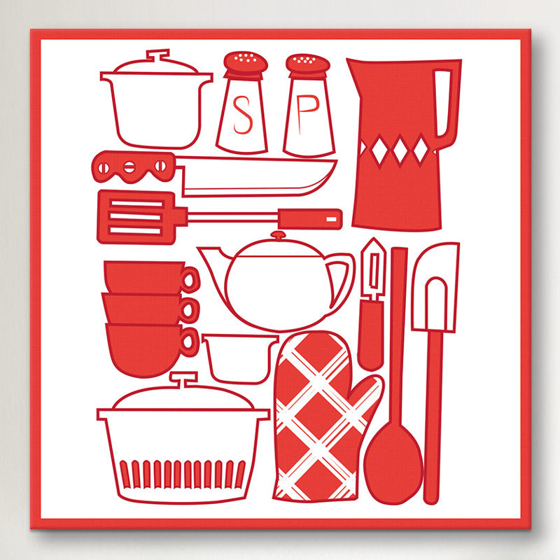 «Kitchenware Collage», impression sur toile, H 37 po x l 37 po x P 1,5 po