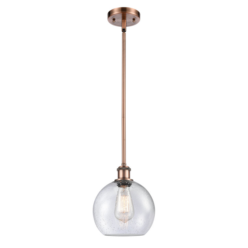 Luminaire suspendu en forme de globe à 1 lumière Anchondo, Ampoule DEL rétro de 3,5 watts, Cuivre antique, Grainé