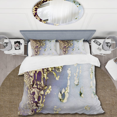 Gold/White Microfiber Duvet Cover Set