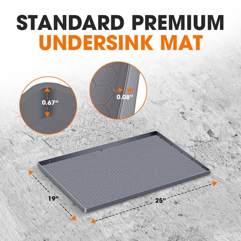 Waterproof Silicone Undersink Mat with Drainage - Extra Large, 25" W x 19" D