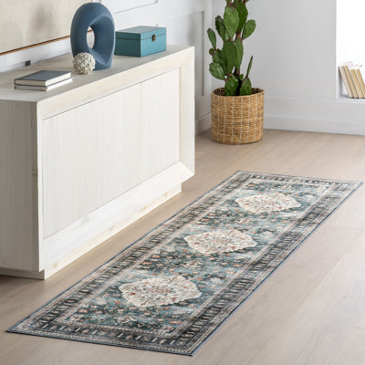 Davi Faded SplashGuard Machine Washable Area Rug