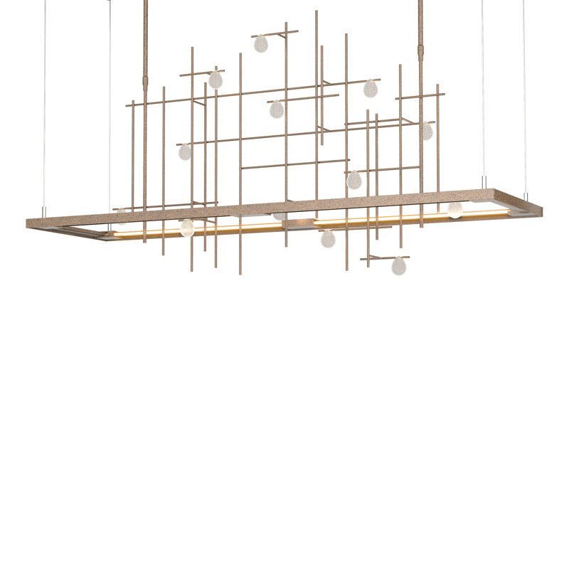Four Seasons Spring Kitchen Island Linear LED Pendant, Long, Modern Brass