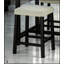 Table de salle à manger noire brillante avec tablettes de rangement et 2 tabourets, parfaite pour les espaces modernes et compacts