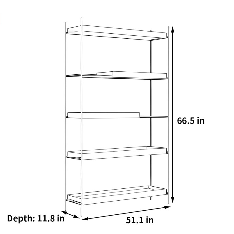 Une bibliothèque pratique pour le rangement, (5 tablettes) H 66,5 po x l 51,1 po x P 11,8 po