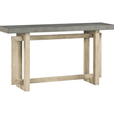 Modern Foyer Table - Concrete Surface & Stylish Lines Build Side Console Wood Frame Sleek Design