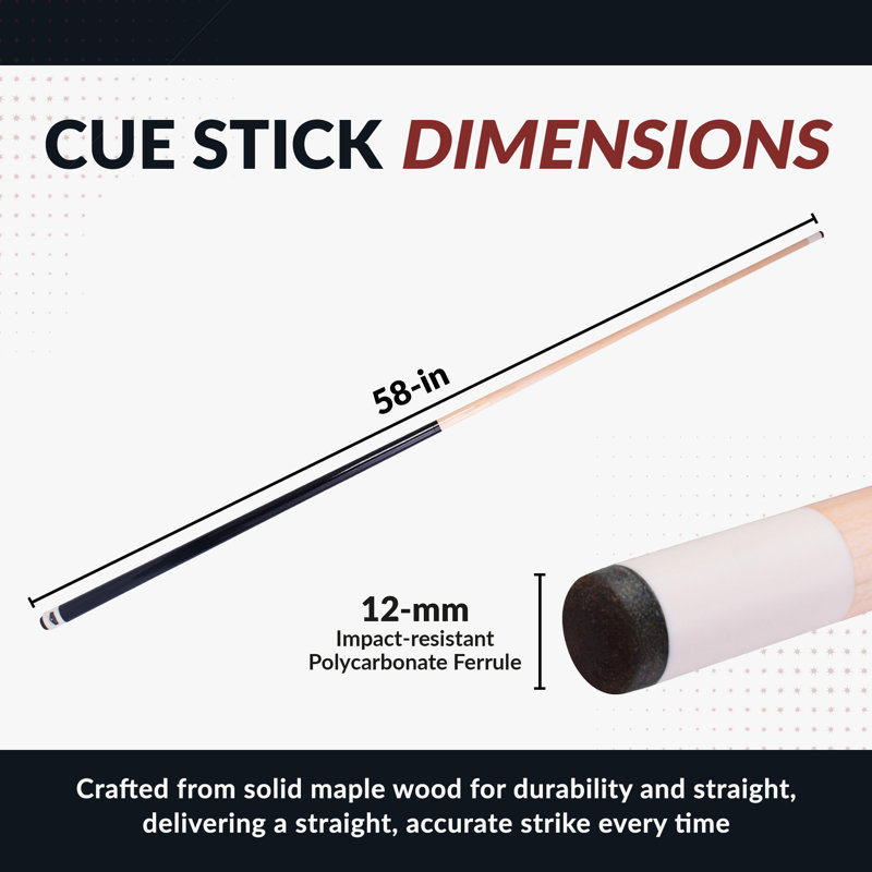 Hathaway Conquest 58-in Maple Pool and Billiard Cue and Case Set - Black, Black